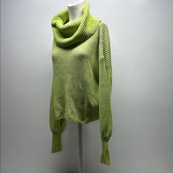Becca Tilley x Bar III Sweater Cowl Neck Long Sleeve Knit Striped Neon Green XL - Picture 7 of 9